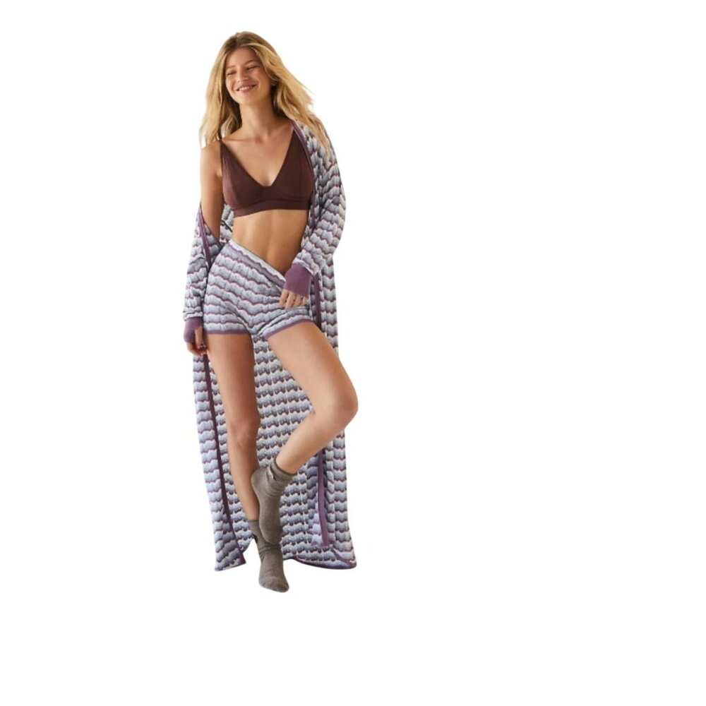 Intimately Free People Lounge Swift Open Cardigan Duster Chevron Print, Sz M - Picture 1 of 10